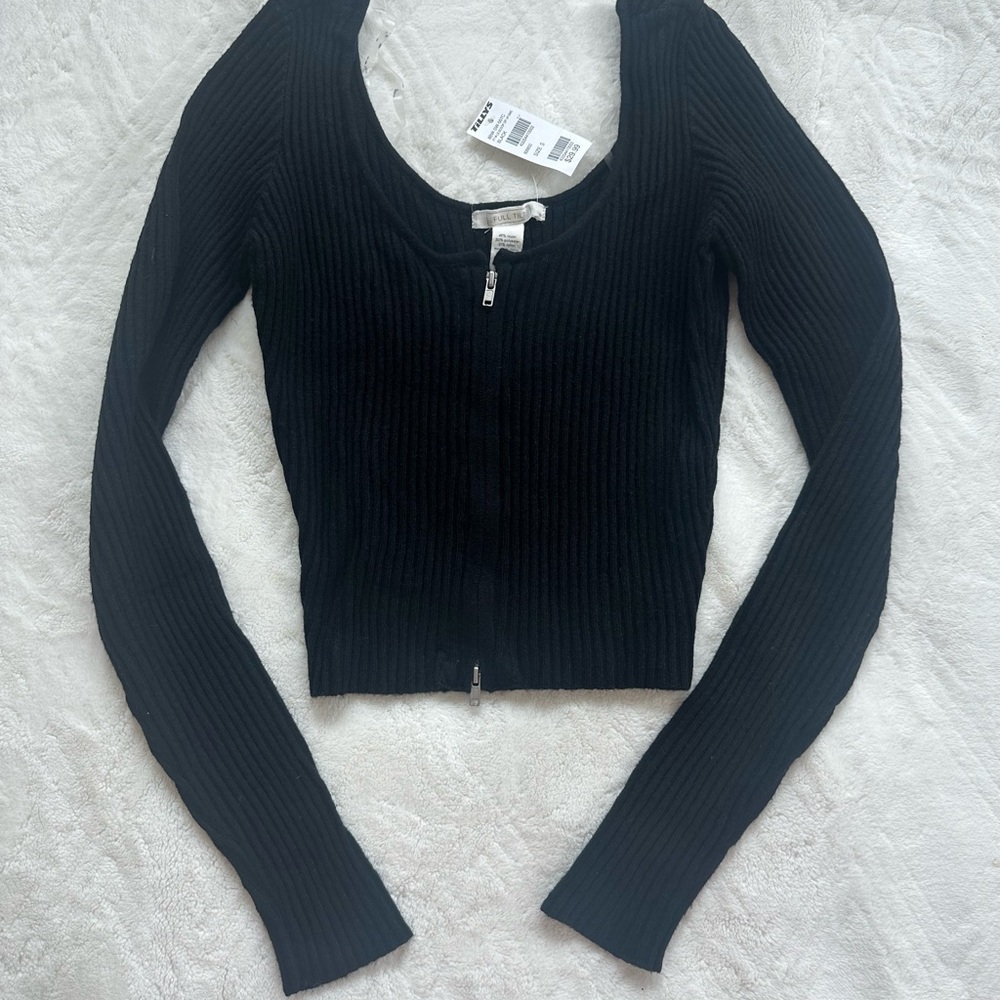 Tilly's Black Ribbed Long Sleeve Bodysuit